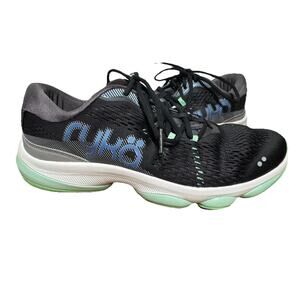 Women’s Black Ryka Walking Tennis Shoes Size 8 Mint Green & Shimmer Blue